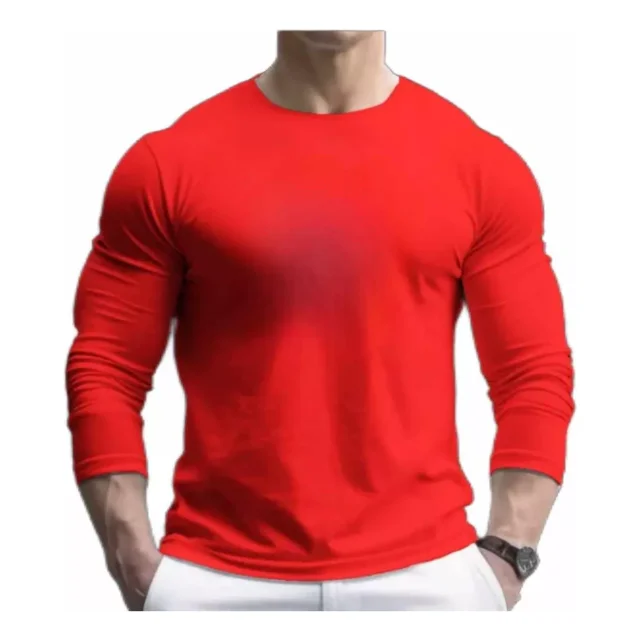 Playera De Hombre Manga Larga Cómoda Fresca Casual Caballero