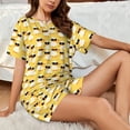 thumbnail image 4 of Balery Cute Duck With Black Glasses Conjunto de Pijama para Mujer con Estampado, Dos Piezas de Manga Corta y Shorts, Ropa de Dormir Suave con Cuello Redondo y Bolsillos-XX-Large, 4 of 6