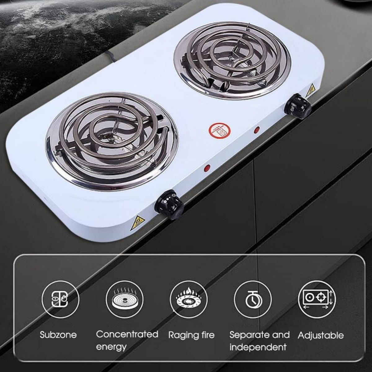 LUVCMFT Dual Burner Electric Hot Plate, 2000W Induction Stove, 110V Portable Electric Stove, Suitable For Home Camping Dorm Tabletop Cooking Stove (White, Style B)