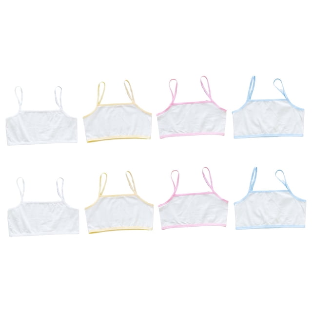 Minnieouse 8 piezas de sujetadores elásticos de algodón con correa para el hombro para mujer, Bralettes para chicas escolares, sujetadores para Ropa interior