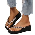 thumbnail image 2 of CAIXIA Women Platform Flip Flops Rhinestone Wedge Sandal Comfortable Dressy Home Heel Slippers, 2 of 8
