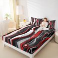 thumbnail image 4 of Manfei Red Black White Full Size Sheets,Waves Lines Bed Sheets,Minimalism Geometric Striped Sheet Sets For Girls Boys,Super Cozy Room Decor,4-Piece, 4 of 7