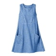 thumbnail image 5 of ClodeEU Women's Crew Neck Sleeveless Plaid A Line Mini Dress,Solid Casual Summer Swing Dress Blue-Plaid,Women's Plus S, 5 of 8