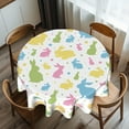 thumbnail image 2 of Nappe Ronde Lapin de Pâques Oeufs Colorée Poses de Pâques Sautant Courant Lapins Cercle Nappe Housse 60 Pouces Lavable Réutilisable Housse de Table pour Salle à Manger Cuisine Fête Décoration, 2 of 6