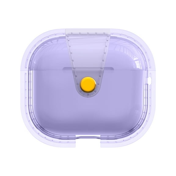 Dteck for AirPods 4th Generation Case Cover 2024, Military-Grade Shockproof Soft TPU Highly Transparent Anti-Yellowing with Keychain for AirPods 4 Case, Purple