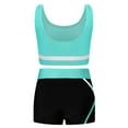thumbnail image 2 of Manyakai Kids Girls 2 Piece Active Dancewear Outfit Crop Top and Shorts Set for Gymnastics Dancing Blue Green 10, 2 of 7