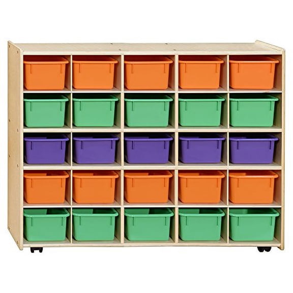 Contender C16003APF-C5 (COO2Z) Mobile 25 Tray Storage with Assorted Pastel Trays -Assembled with Casters