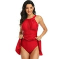 thumbnail image 4 of Plus Size One Piece Swimsuit for Women High Neck Plunge Mesh Cutout Monokini Swimwear, 4 of 6