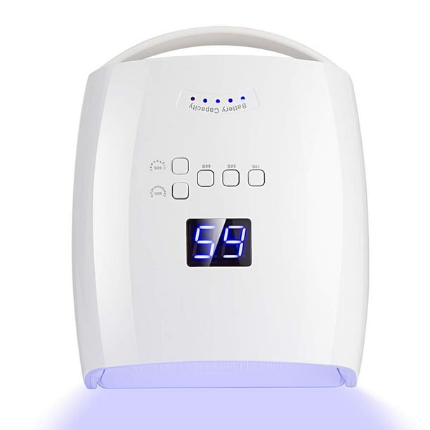 Ayshone Lámpara de uñas LED UV recargable de 48 W, luces de uñas de gel profesionales inalámbricas, herramientas de manicura para el hogar y el salón (blanco)