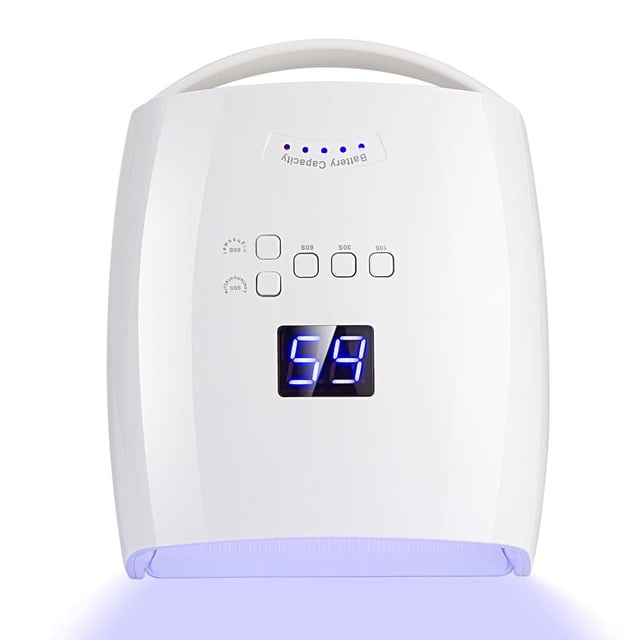 Ayshone Lámpara de uñas LED UV recargable de 48 W, luces de uñas de gel profesionales inalámbricas, herramientas de manicura para el hogar y el salón (blanco)