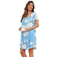 thumbnail image 5 of JWD Womens Nightgown Short Sleeves Sleepwear Soft Loose Sleepshirt Scoopneck Pleated Nightshirt Loungewear, 5 of 5