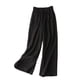 thumbnail image 5 of Pantalones de pierna ancha de color liso para mujer, pantalones casuales de pierna grande con drapeado de nueve puntos de verano, pantalones sueltos de algodón y lino para mujer, 5 of 5