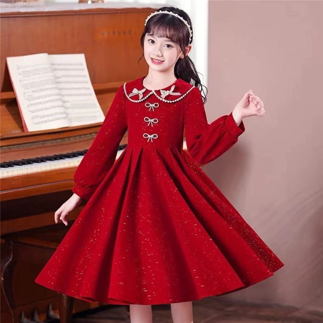 Robe Princesse Fille Automne Bébé Enfant Robe de Bal Manches Longues Robes Mariage Anniversaire Robe de Fête Vestidos Ado Enfants Vêtements