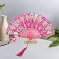 thumbnail image 4 of Unique Bargains Floral With Tassel Folding Fan 1Pc Rose Red, 4 of 5