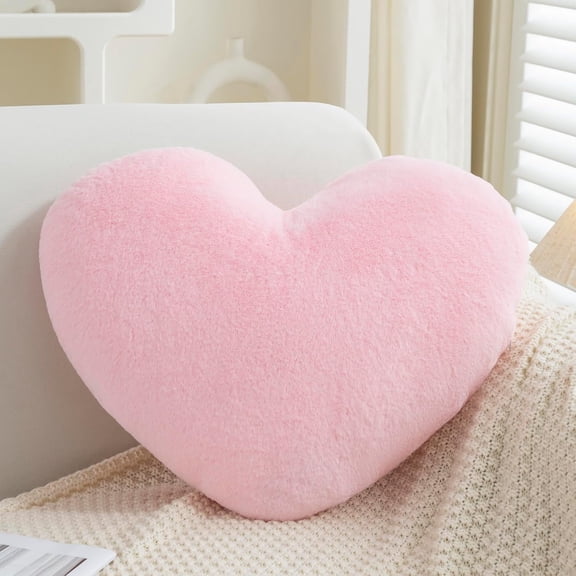 Plush Pillow, Heart Shape Cushion, Fluffy Throw Pillows, Valentines Day Decorations, Decorative Back Cushions, Love Pillows Cute Pillow for Living Room Bedroom Nursery Decor, Pink,13*10 in