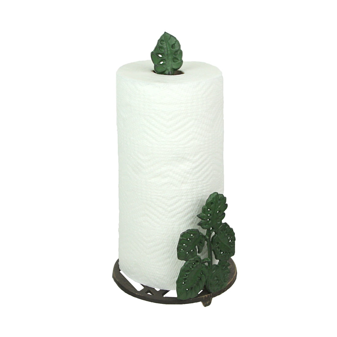 Zeckos Green Cast Iron Monstera Leaf Countertop Paper Towel Holder