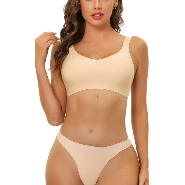 Sostenes minimizadores para mujeres INSPIRE CHIC, sin costuras, cómodos, con tirantes anchos ajustables, inalámbricos, color beige, talla L