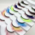 thumbnail image 5 of Pestañas postizas cortas de siete colores en degradado de ojos de gato para maquillaje de escenario navideño, 5 of 5