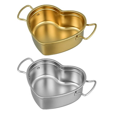 deevoka 2x Sauce Pan Cooking Pot Stainless Steel Heart Shaped Multifunctional