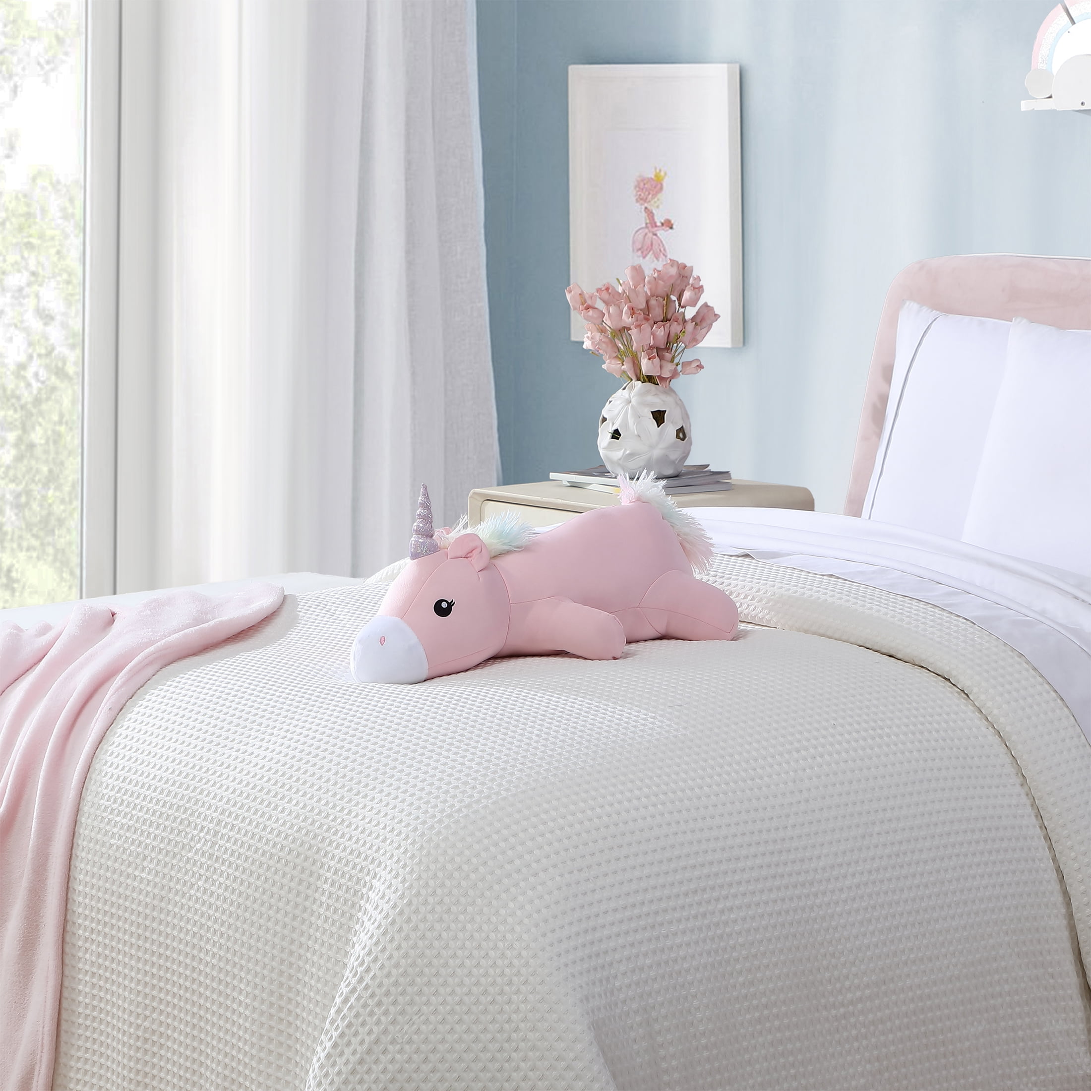 Your Zone Kids Pink Unicorn Cooling Plush Pillow, 20 in x 7 in