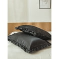 thumbnail image 6 of MOVE OVER Black Ruffle Pillowcases King, Silky Satin Pillow Cover Set of 2, Luxury Satin Ruffle Pattern, 2 Pack, 6 of 8