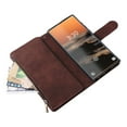 thumbnail image 5 of Zipper Wallet Case for Google Pixel 8 Pro with Large Capacity Card Slots Holder Flip Folio Cover, Premium PU Leather Magnetic Clasp Wrist Strap Kickstand Soft Silicone Shockproof Case,Coffee, 5 of 6