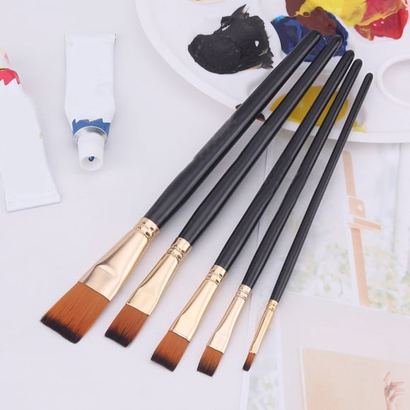 Set de pinceles de 5 piezas para pintura al óleo para principiantes: cerdas suaves de nailon, asas ergonómicas para acrílico y pintura al óleo