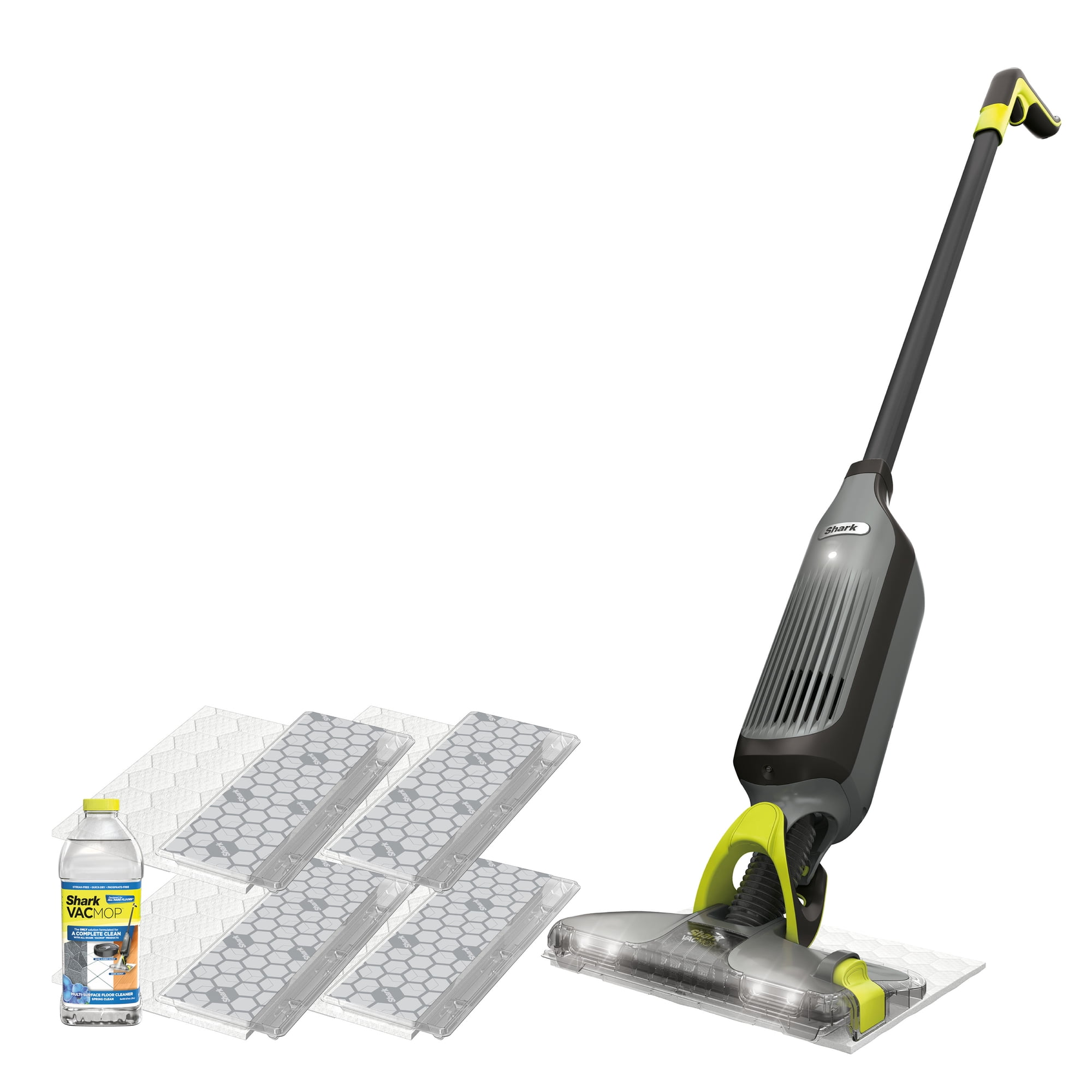 Shark VM252 VACMOP Pro Cordless Hard Floor Vacuum Mop - LED Headlights - 4 Disposable Pads - 12 fl oz. Cleaning Solution - Charcoal Gray