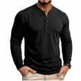 thumbnail image 2 of Stamzod Long Sleeve Henley Shirts for Men Casual Pullover Button Up Shirt Soft Home Cotton Oversized Tshirts Black L, 2 of 10