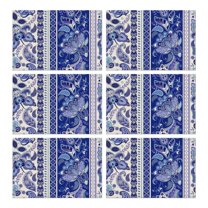 Set of 6 Flax Paisley Placemats Featuring Heat Resistant Wrinkle Free Finish with Colorful Vintage Boho Floral and Artistic Mandala Geometric Designs