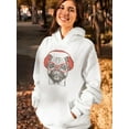 thumbnail image 2 of Hipster Pug With Glasses Hoodie Women -Image by Shutterstock, Female Small, 2 of 4