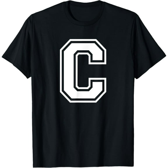 t-shirt Letter C Name Initial Varsity Alphabet Monogram T-Shirt mens,black,women,funny,journey,Crew Neck, Short Sleeve,custom clothing patterns.gift