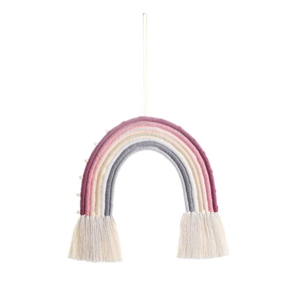 Tapiz de Macramé Tejido para Colgar en La Pared, Tapiz Tejido a Mano, Arte Decorativo de Pared, Tapiz Bohemio de Macramé Elegante Y Versátil para Dorm Rosa