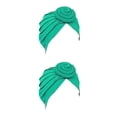 thumbnail image 2 of Qarigey Turbante Nudo Musulmán Hijab Elástico Superficie lisa Diadema Pañuelo Gorro Cabello para mujeres de cara Verde claro Verde claro 2piezas, 2 of 6