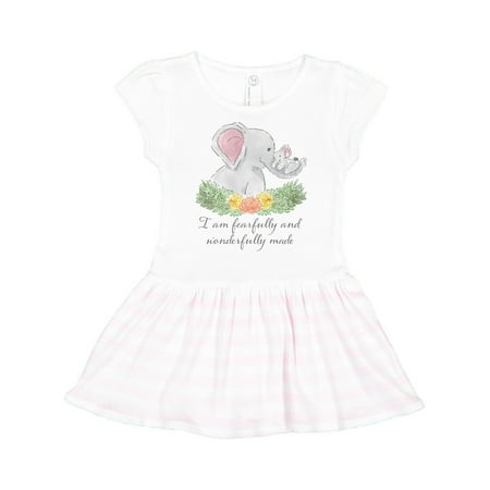 

Inktastic I am Fearfully and Wonderfully Made Cute Elephants Gift Toddler Girl Dress