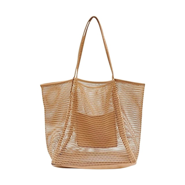 Fiudx Bolsa de Playa de Malla para Mujer, Bolso de Hombro, para Lavar a Mano, para Natación, con Bolsillo para Guardar Ropa.
