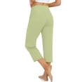 thumbnail image 5 of Huankd Capri Pants For Women Wide Leg Yoga Pants Plus Size Petite Pants High Waisted Dress Pants Loose Dressy Casual Cropped Pants Stretchy Summer Tummy Control Leggings With Pocket Light Green XL, 5 of 5