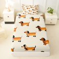 thumbnail image 3 of Homewish Kawaii Hot Dog Dachshund Twin Sheets,Pet Lover Bedding,Cream,3-Piece,1 Fitted Sheet and 1 Pillowcase, 3 of 6