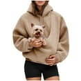 thumbnail image 6 of GWAABD Pet Pouch Hoodie for Women Kangaroo Pocket Hoodie Dog Pouch Sweatshirts Pet Carrier Pullover Long Sleeve Tops Khaki M, 6 of 7