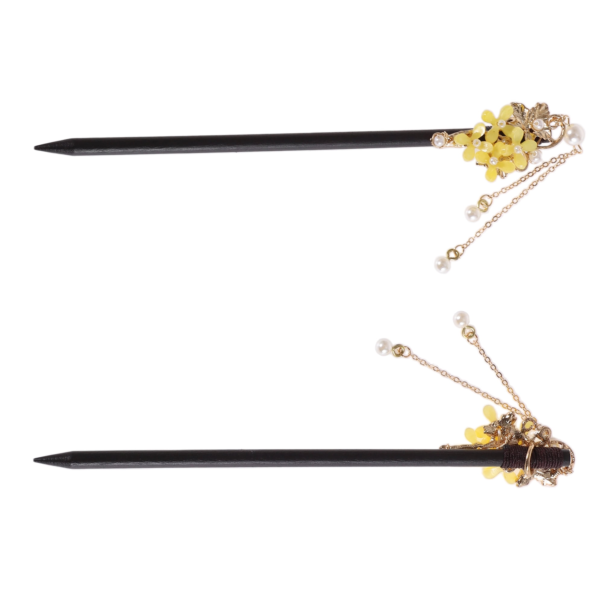 Unique Bargains Hair Chopstick for Women Black Yellow 1 Pc [Osmanthus]