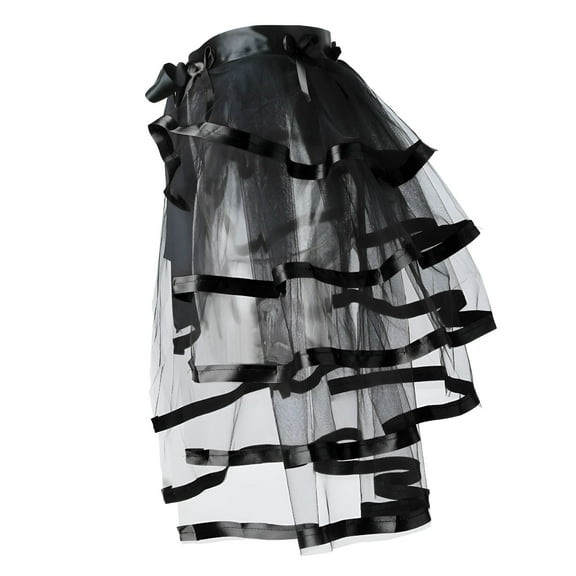 TELOLY Victorian Steampunk Tie-on Bustle Skirt Tutu Belt Lace Underskirt 105cm Length