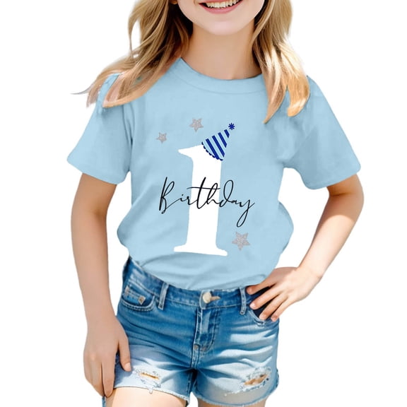 Tiijoy Girls Birthday T-Shirt Cute Short Sleeve Crewneck T Shirt for Kids, Sizes 1