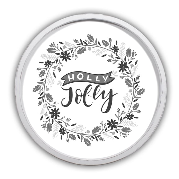 Creative Products Holly Jolly Wreath 20 x 20 Round White Framed Print