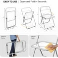 thumbnail image 3 of VINGLI Folding Chairs 2 Pack, Clear Chair Foldable and Stackable, Acrylic Plastic Panel & Metal Chrome Frame, Weight Capacity 350 lbs, Transparent, 3 of 9