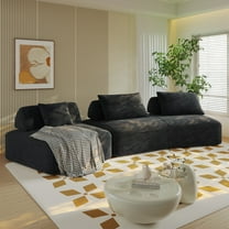 139" Oversized Boneless Couch, Chenille Curved Sofa, Minimalist Modular Sectional Sofa Set with Removable Backrests, 3 Pillows, Deep Seat, Modern Couches for Living Room, Bedroom, Dark Gray