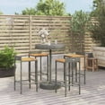 thumbnail image 6 of vidaXL 5 Piece Patio Bar Set Gray Poly Rattan&Solid Wood Acacia, 6 of 8