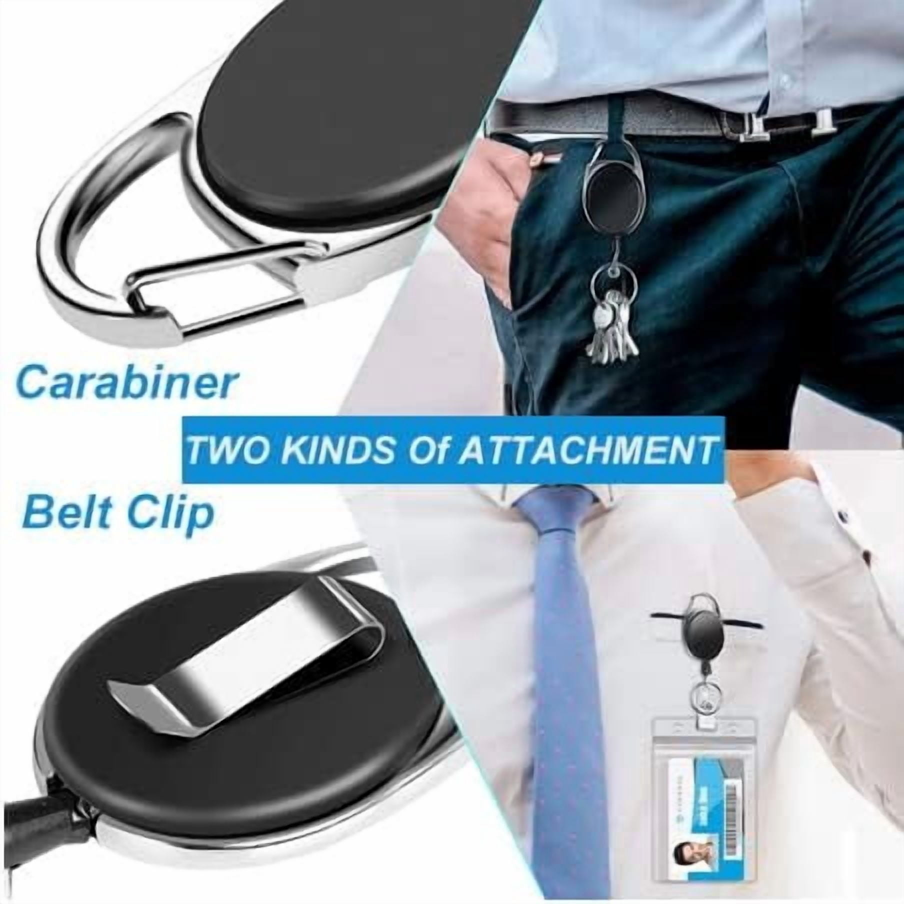 DEKEones 50-Pack Retractable Badge Holders with Carabiner and Key Ring