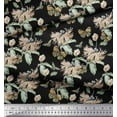 thumbnail image 3 of Soimoi Tissu Viscose Georgette Jaune Feuilles, Insectes & Fleurs Vertes Imprimé 1 Yard 42 Pouces de Large, 3 of 3