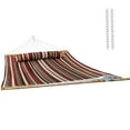 thumbnail image 1 of Sunnydaze Extra-Large 2-Person Quilted Outdoor Hammock with Spreader Bars - 450 lb Capacity - Awning Stripe, 1 of 9