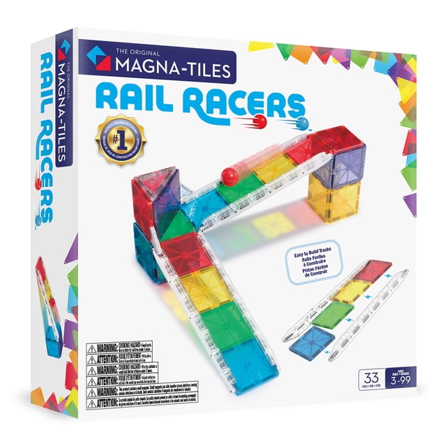 Set de construcción MAGNA-TILES Rail Racers 33 piezas